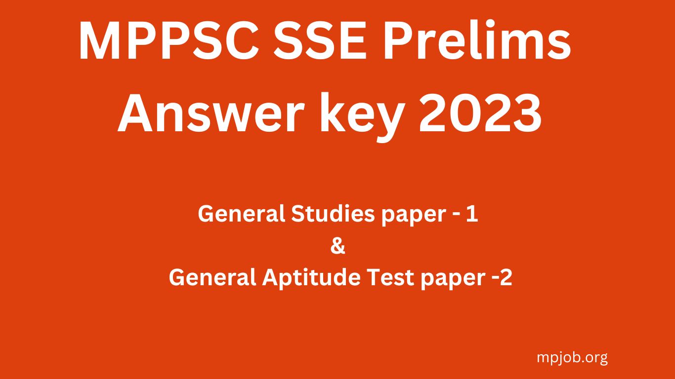 MPPSC SSE Prelims Answer key 2023